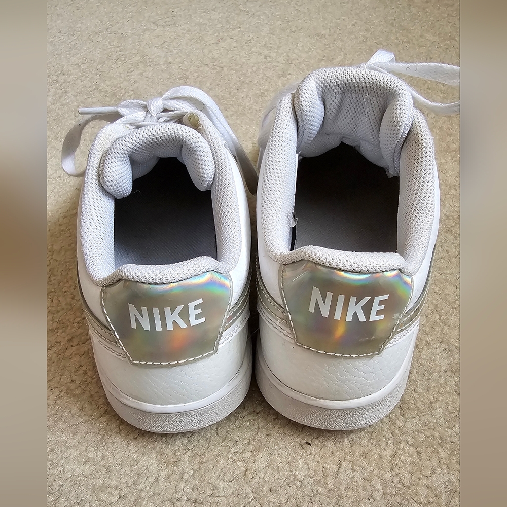 Nike Court Vision Low Metallic Silver White Sneakers Size 8 - Picture 6 of 7